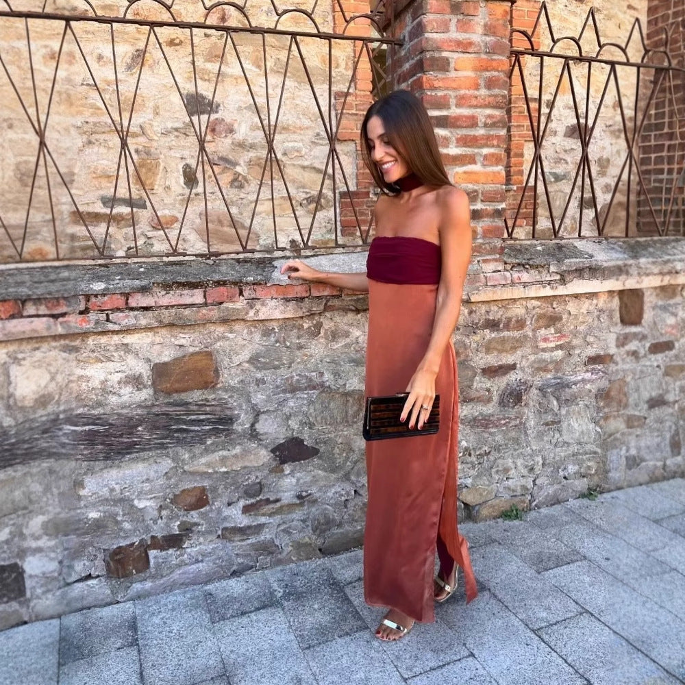 Damen Maxikleid mit schickem Taillenausschnitt und fließendem Design R&B