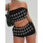 Damen modischer Minirock mit asymmetrischem Schnitt und metallischen Details R&B