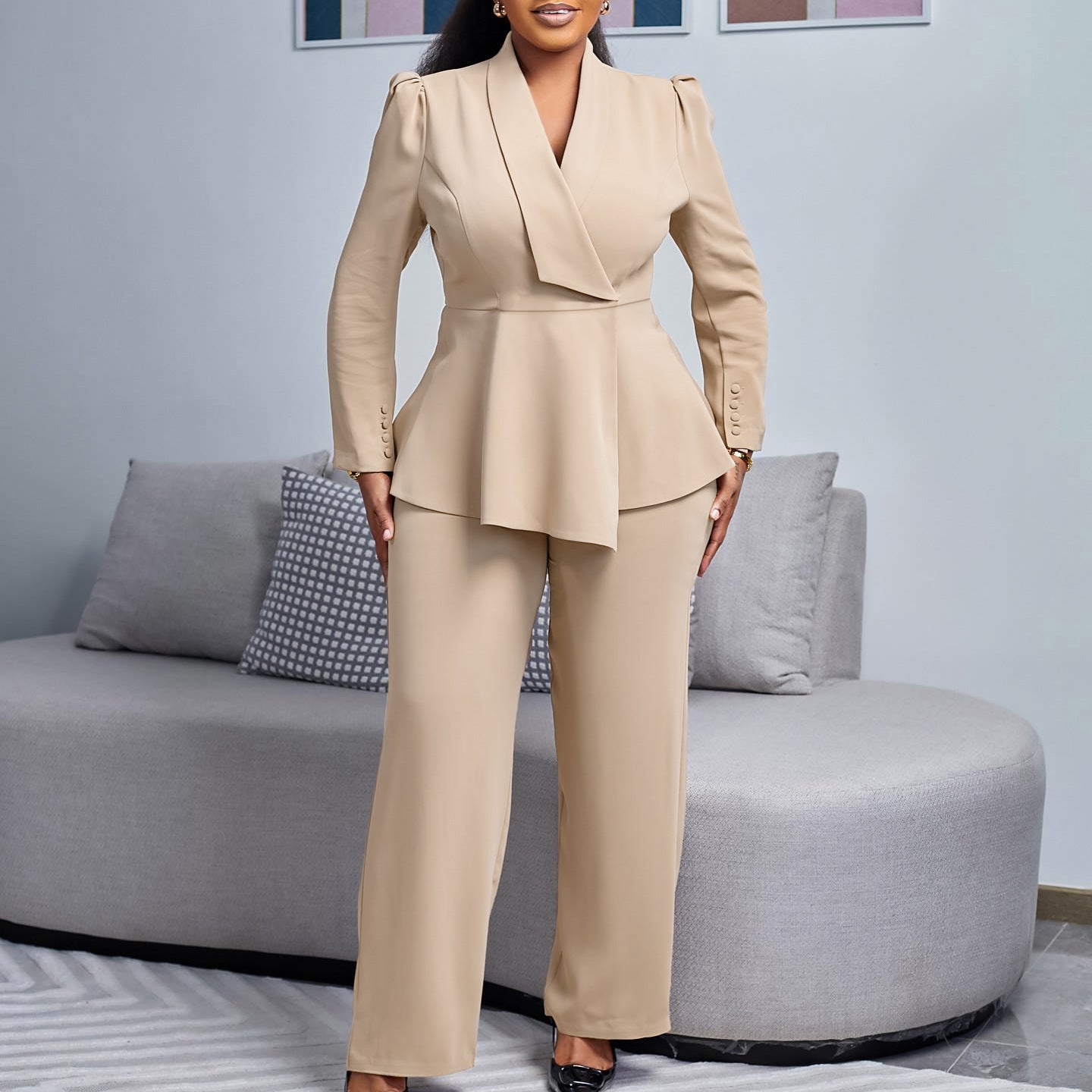 Damen Elegantes Blazer-Hosen-Set R&B