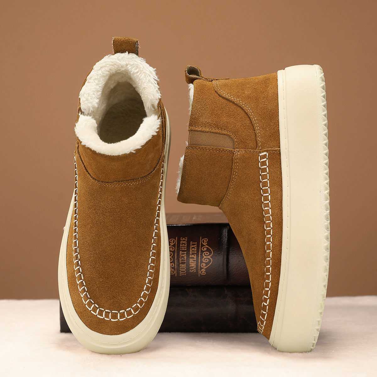 Damen kuschelige Winterstiefel mit elastischem Einsatz R&B