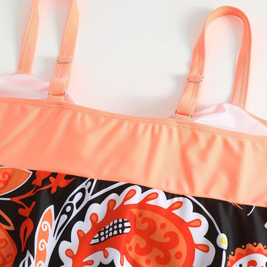 Damen Tankini Set mit verspieltem Druck und modischen Details R&B
