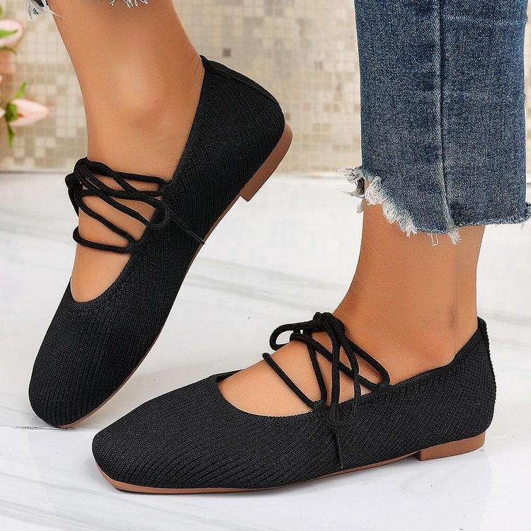 Damen elegante Ballerinas mit geschmackvollem Schnürdesign R&B