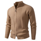 Herren modische Strickjacke mit Stehkragen und durchgehendem Reißverschluss R&B