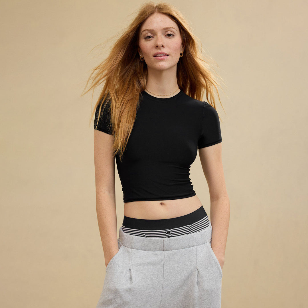 Damen Crop T-Shirt mit figurbetontem Schnitt R&B