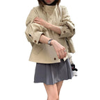 Damen modische Kurzjacke mit innovativem Kragen und dekorativen Knöpfen R&B