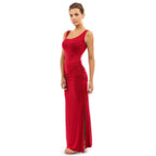 Damen figurbetontes Maxikleid mit Raffungen R&B