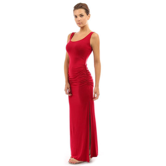 Damen figurbetontes Maxikleid mit Raffungen R&B