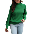 Damen Grobstrickpullover mit hohem Kragen und angeschnittenen Ärmeln R&B