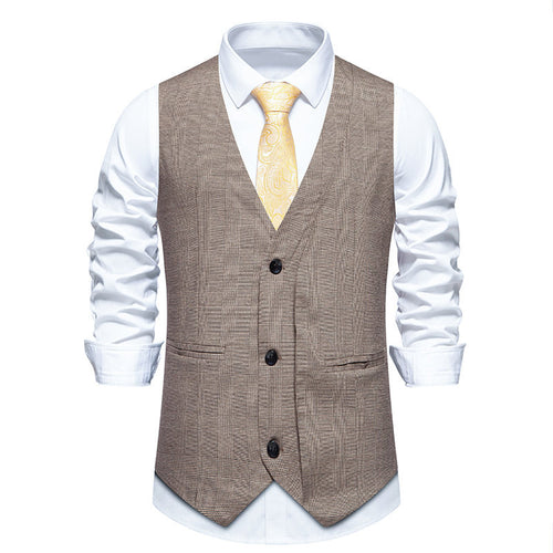 Herren elegante Anzugweste mit moderner Struktur und feinem Karomuster R&B