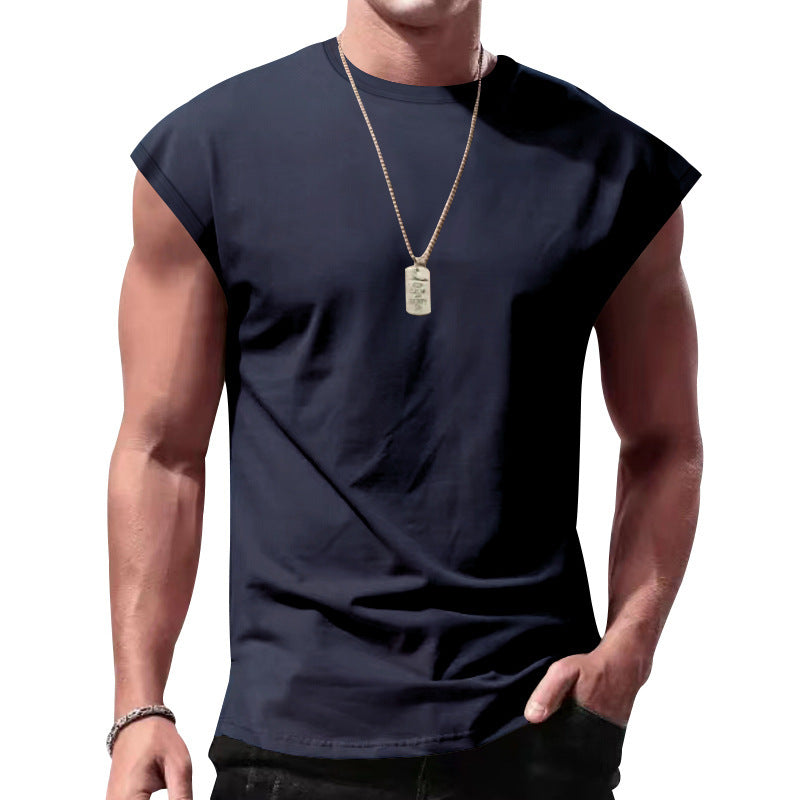 Herren nan lockeres ärmelloses Muskelshirt aus Baumwolljersey mit überschnittener Schulterpartie R&B