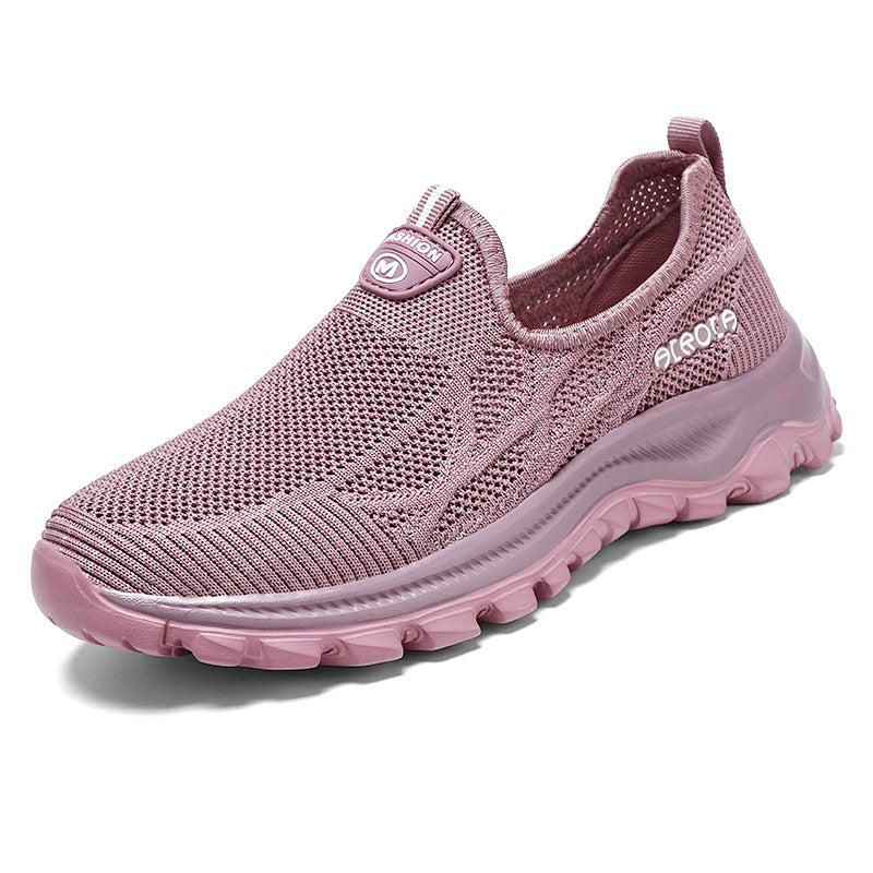 Damen Sportliche Slip-On Schnürschuhe mit atmungsaktiver Oberflächenstruktur und dämpfender Sohle R&B