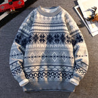 Herren gemusterter Pullover mit winterlichem Design und hohem Kragen R&B