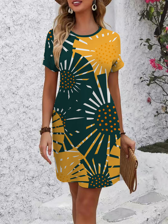 Damen farbenfrohes Mandala Kleid im lässigen Schnitt R&B