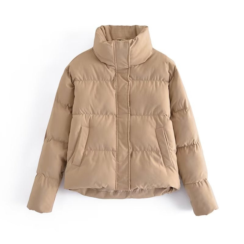 Damen gestepptes Winterjacke mit hohem Kragen und Seitentaschen R&B