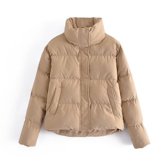 Damen gestepptes Winterjacke mit hohem Kragen und Seitentaschen R&B