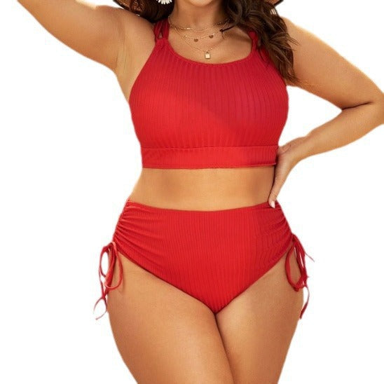 Damen Hochgeschnittener Bikini mit verstellbaren Kordeln