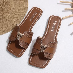 Damen Wedge-Pantoletten mit elegantem Schlangenleder-Design und modischem Riemen R&B