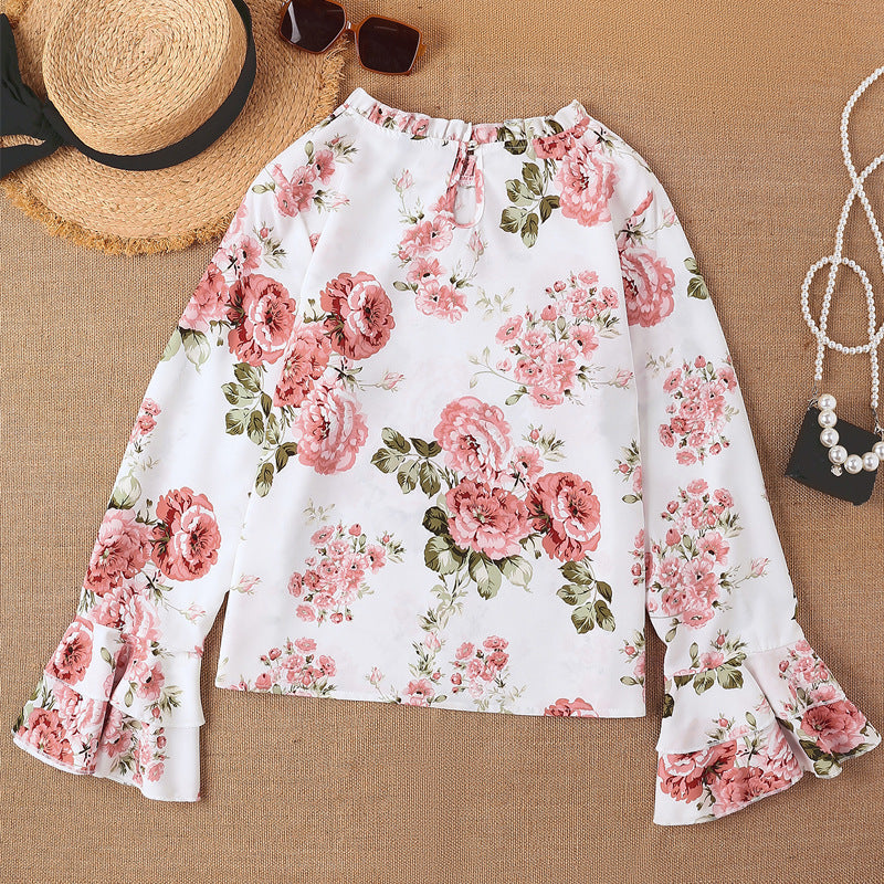 Damen Bluse mit Rüschendetails und floralem Muster R&B