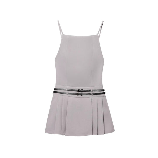 Damen Top mit elegantem Plissee-Design und modischem Gürtel R&B