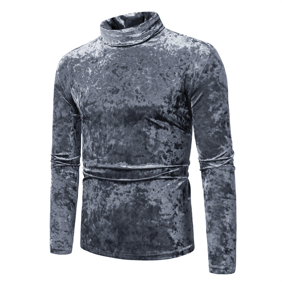 Herren eleganter Rollkragenpullover aus samtigem Stoff R&B