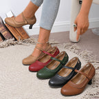 Damen elegante Mary Jane Pumps mit schicker Schnalle und komfortablem Absatz R&B