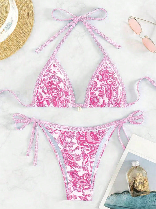 Damen Triangel-Bikini mit floralen Mustern R&B