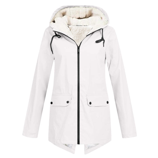 Damen wetterfeste und gefütterte Regenjacke mit verstellbarem Kapuzenkragen R&B