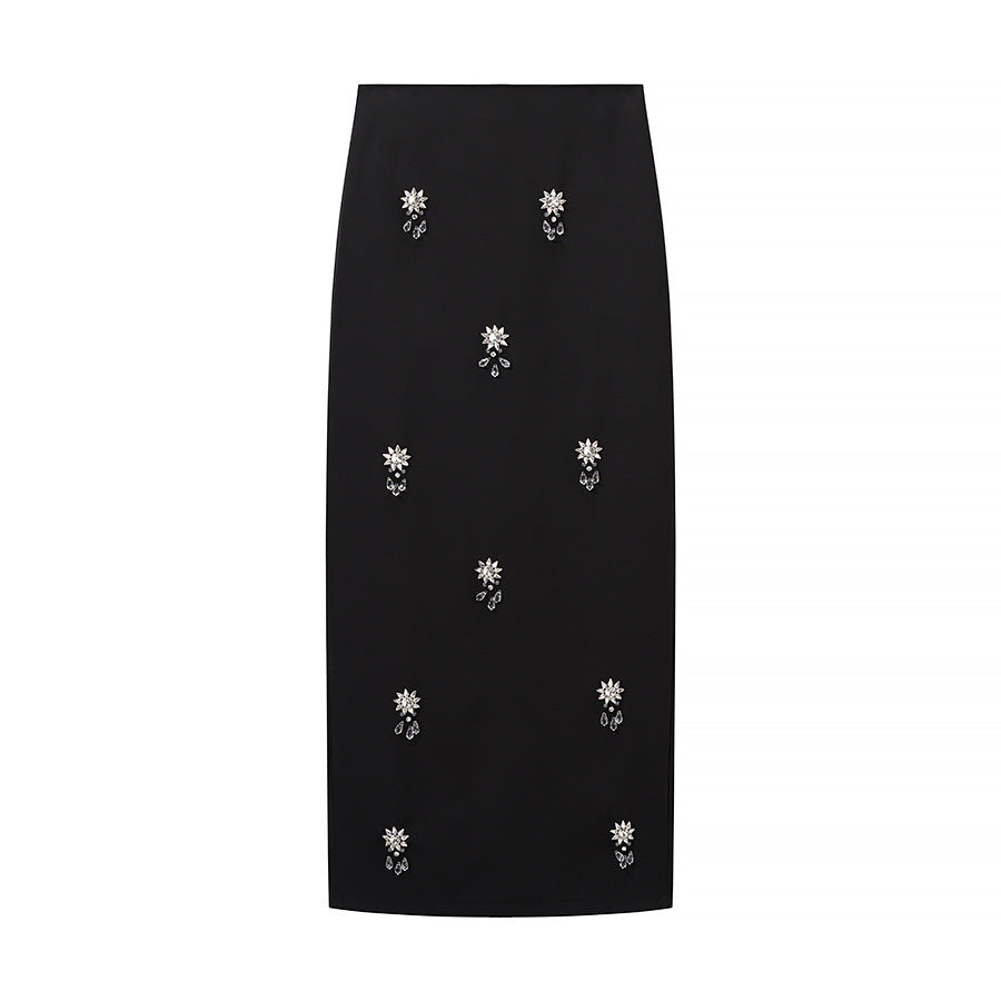 Damen Elegantes, besticktes Top und Rock Set R&B