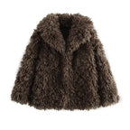 Damen Weiche Teddyfelljacke mit elegantem Revers R&B