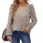 Damen modischer Pullover mit strukturiertem Rippmuster und Puffärmeln R&B