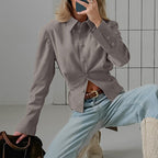 Damen Elegante Wildlederjacke mit lässigem Schnitt und Knopfdetails R&B