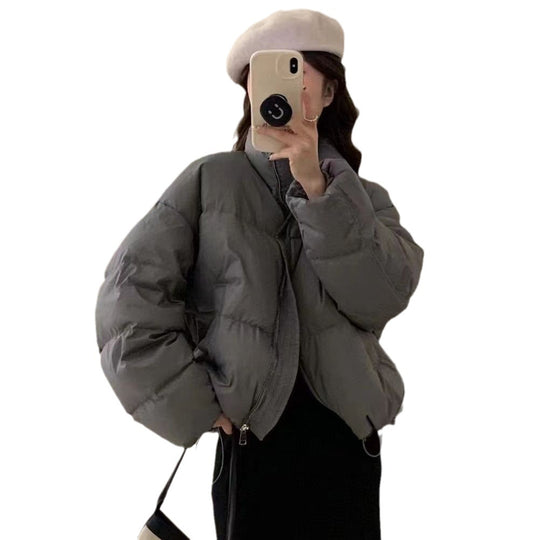 Damen Oversized Pufferjacke mit elastischem Bund und seitlichen Reißverschlusstaschen R&B