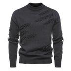 Herren modischer Rollkragenpullover mit distressed Details