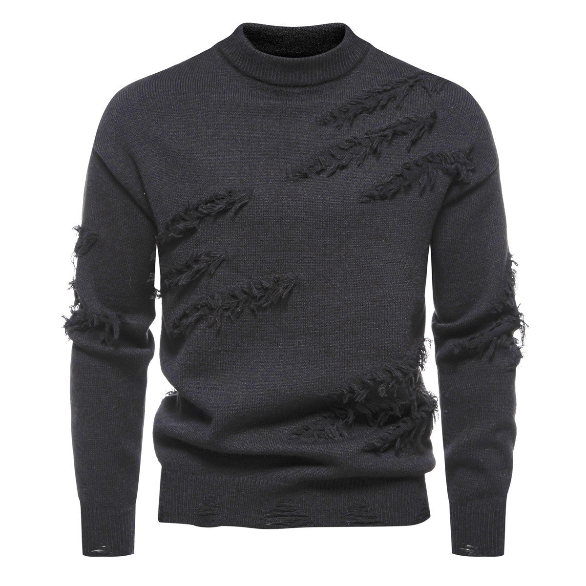 Herren modischer Rollkragenpullover mit distressed Details