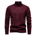 Herren nan Feinstrick-Rollkragenpullover mit strukturierter Zopfmuster-Struktur und körpernahem Schnitt R&B