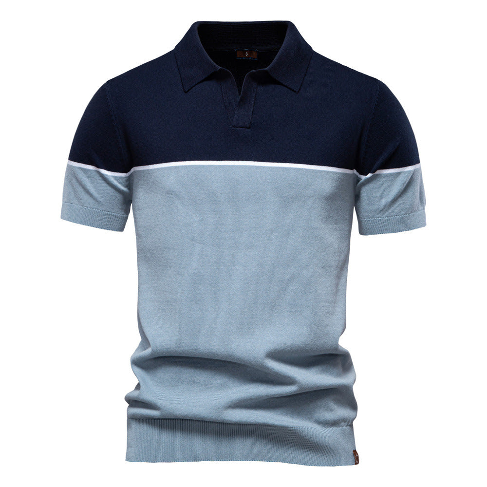 Herren Polo-Shirt mit kontrastierendem Farbblockdesign und hochwertiger Piqué-Textur