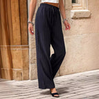 Damen Elegante Freizeithose mit streifigem Design und elastischem Bund R&B