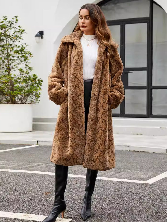 Damen Elegante und stilvolle Kunstpelzmantel R&B