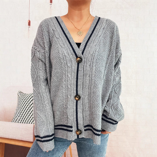 Damen gemütliche Strickjacke mit Sternen-Applikationen und modernen Details R&B