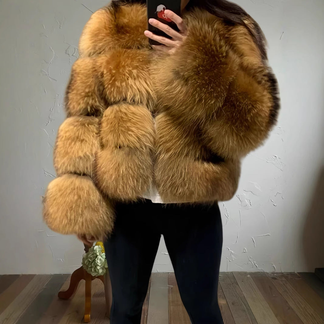 Damen kuschelige Pelzjacke R&B