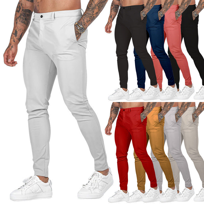 Herren elegante Slim-Fit Chinohose mit elastischem Bund und praktischen Taschen R&B