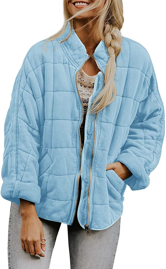 Damen gesteppte Kapuzenjacke mit Reißverschluss und Taschen R&B