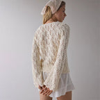 Damen luftiger Häkelstrick-Cardigan R&B