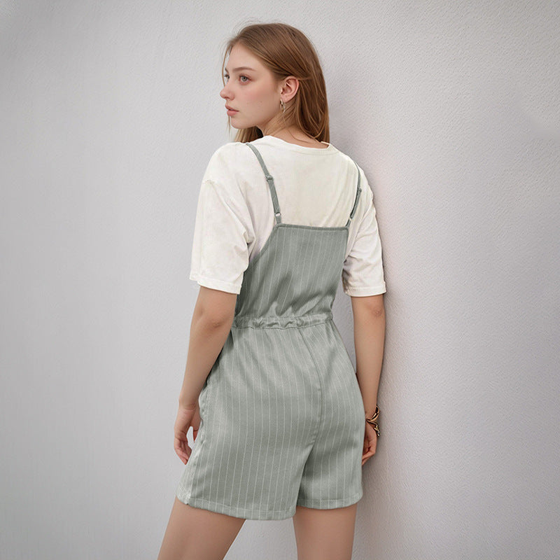 Damen Jumpsuit mit schicker Streifenoptik und verstellbarem Taillenzug R&B