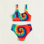 Damen Bunt gemusterter Bikini mit hohem Bund und sportlichem Schnitt R&B
