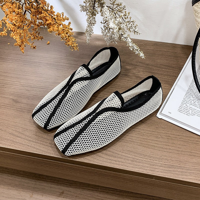 Damen Slip-On Ballerinas aus atmungsaktivem Netzmaterial