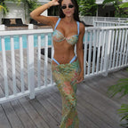 Damen Bikini-Set mit verführerischem Push-Up-Oberteil und elegantem Wickelrock R&B