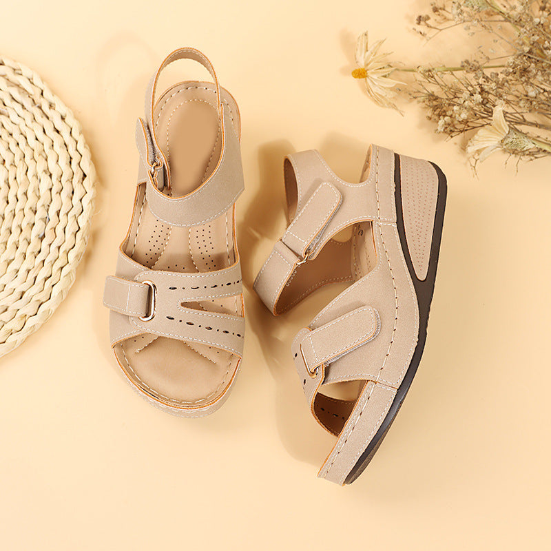 Damen Wedge-Sandalen mit anatomisch geformtem Fußbett und verstellbarem Riemen R&B
