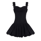 Damen Minikleid mit floralem Spitzenoberteil und voluminösem Rock R&B