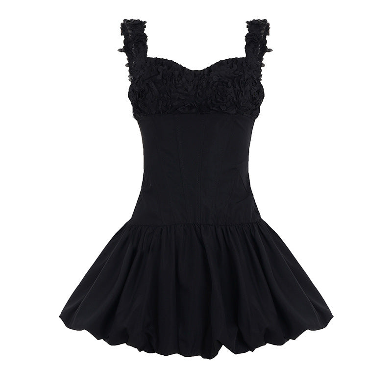 Damen Minikleid mit floralem Spitzenoberteil und voluminösem Rock R&B